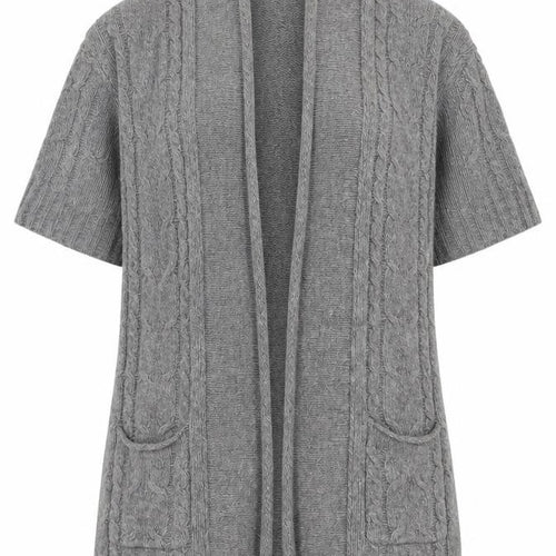 Banana Republic Women Grey Wool Blend Cable-Knit Open Cardigan L