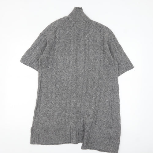 Banana Republic Women Grey Wool Blend Cable-Knit Open Cardigan L