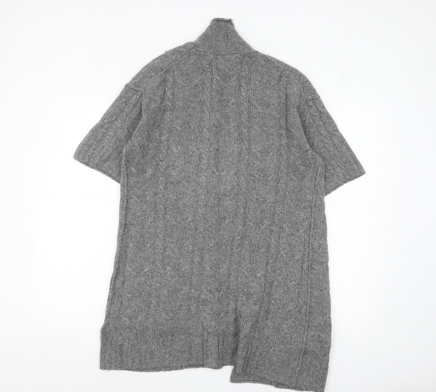 Banana Republic Women Grey Wool Blend Cable-Knit Open Cardigan L