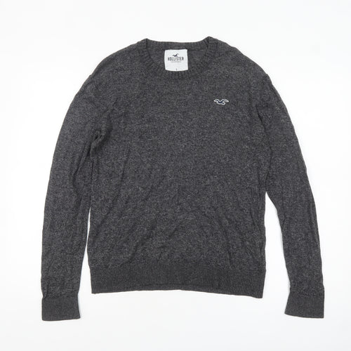 Hollister Men Grey Small Crew Neck Pullover Cotton Knit Jumper