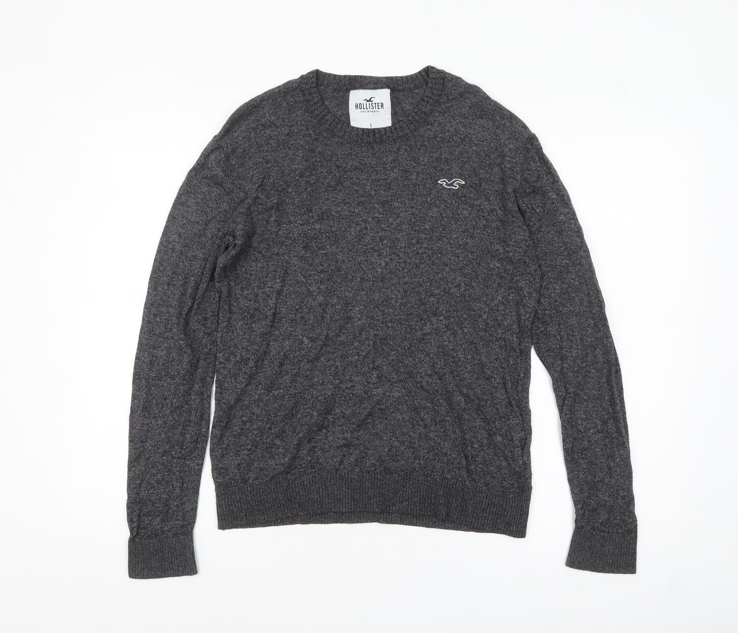 Hollister Men Grey Small Crew Neck Pullover Cotton Knit Jumper