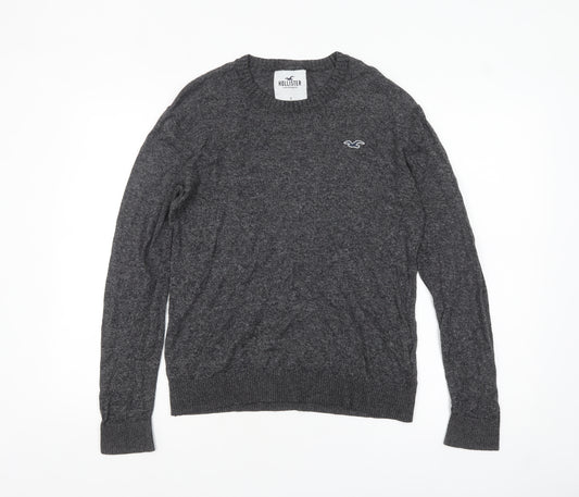 Hollister Men Grey Small Crew Neck Pullover Cotton Knit Jumper