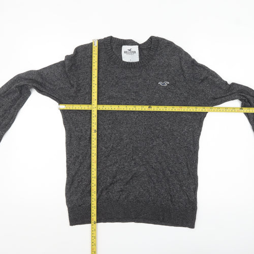 Hollister Men Grey Small Crew Neck Pullover Cotton Knit Jumper