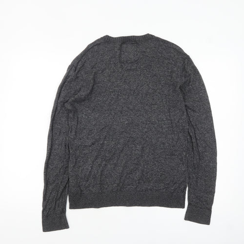Hollister Men Grey Small Crew Neck Pullover Cotton Knit Jumper