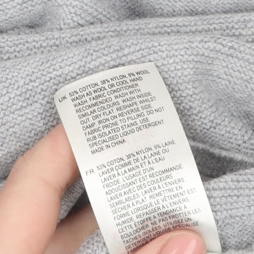 White Stuff Women's Grey V-Neck Tunic Jumper UK 12 Cotton Wool Blend