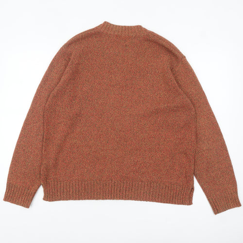 Jumper Womens Brown XL V-Neck Knit Cotton Blend Pullover