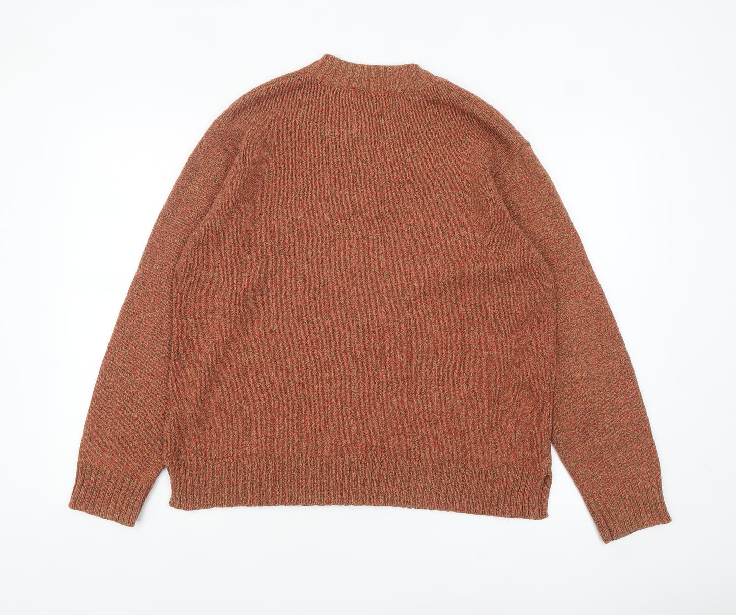 Jumper Womens Brown XL V-Neck Knit Cotton Blend Pullover