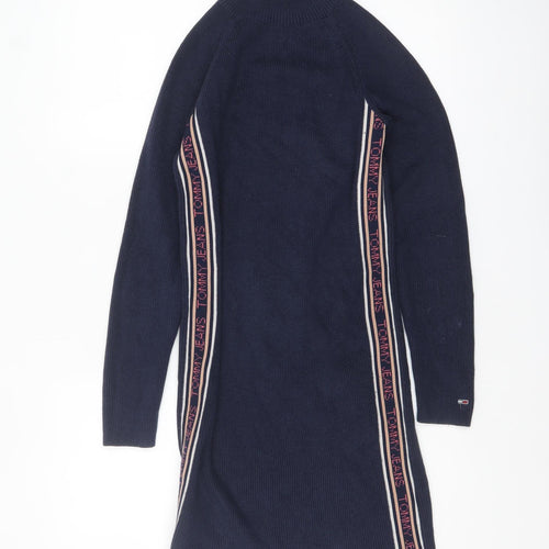 Tommy Jeans Women’s Blue XS Jumper Dress High Neck Long Sleeve