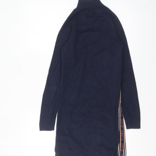Tommy Jeans Women’s Blue XS Jumper Dress High Neck Long Sleeve