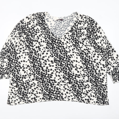 Evans Women’s Black Animal Print V-Neck Plus Size Pullover Jumper 26/28