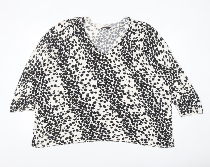Evans Women’s Black Animal Print V-Neck Plus Size Pullover Jumper 26/28