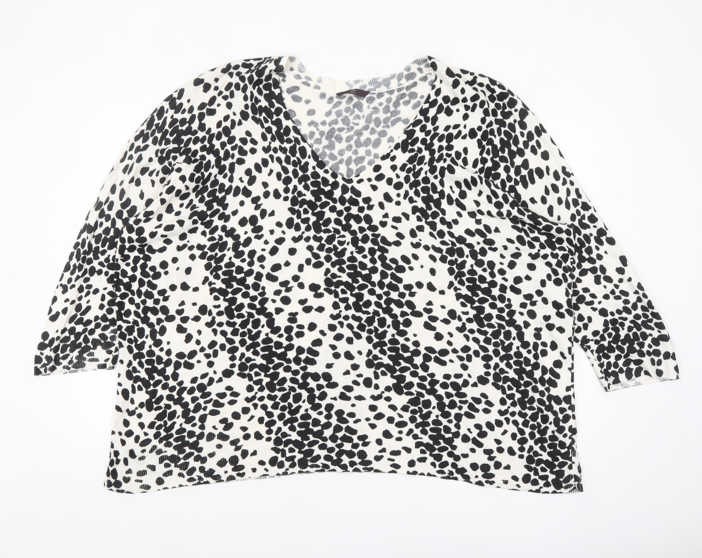 Evans Women’s Black Animal Print V-Neck Plus Size Pullover Jumper 26/28