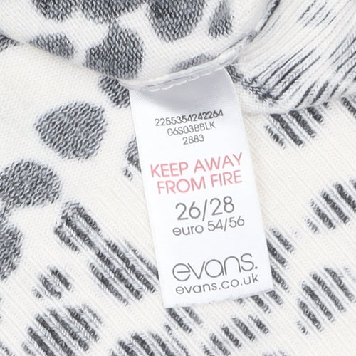 Evans Women’s Black Animal Print V-Neck Plus Size Pullover Jumper 26/28