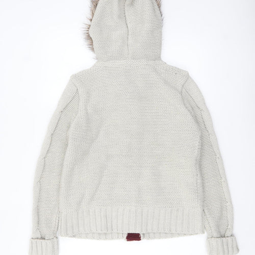 Hudson & Rose Women Beige Hooded Cable-Knit Cardigan Size 14