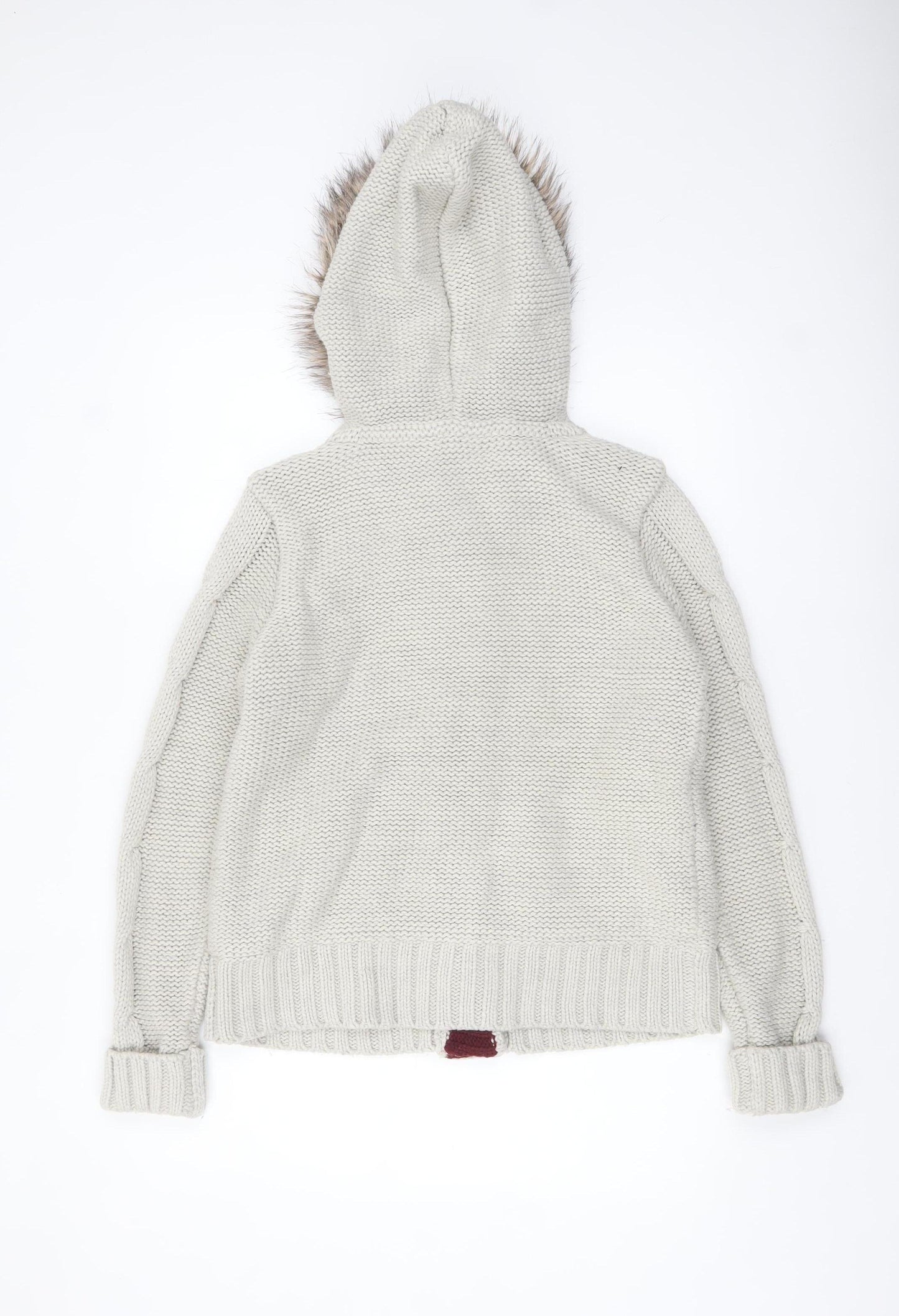 Hudson & Rose Women Beige Hooded Cable-Knit Cardigan Size 14