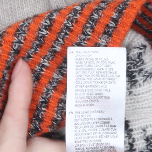 White Stuff Women’s Beige Wool Fair Isle High Neck Jumper Size 14
