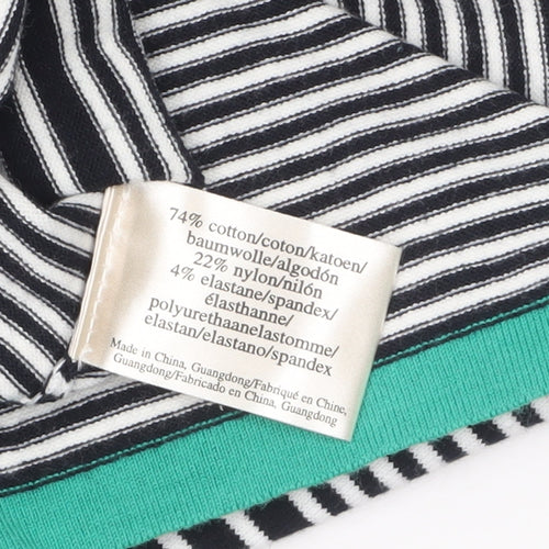 Laura Ashley Women's Black Stripe Boat Neck 3/4 Sleeve Cotton Jumper Size 12