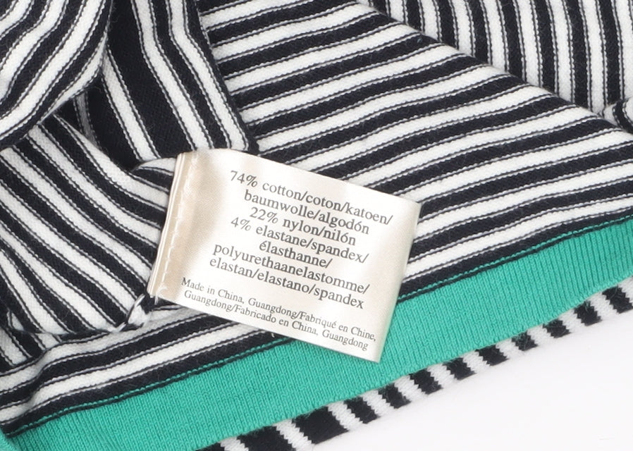 Laura Ashley Women's Black Stripe Boat Neck 3/4 Sleeve Cotton Jumper Size 12