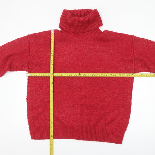 MNG Women's Red Roll Neck Knit Jumper Size S Relaxed Fit