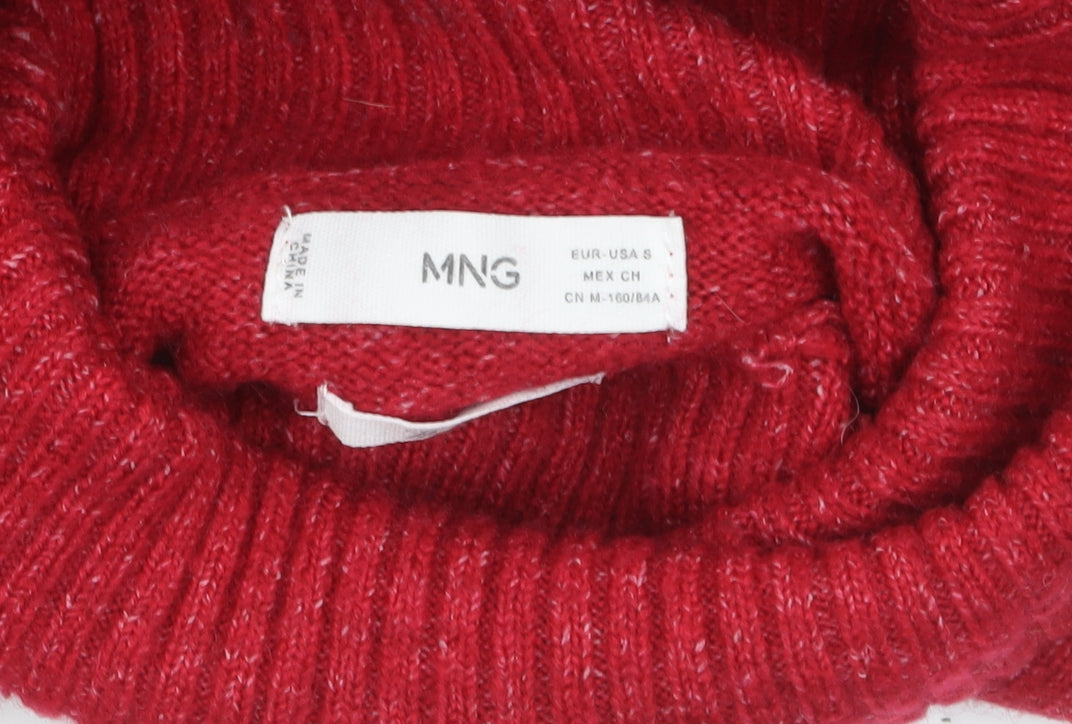 MNG Women's Red Roll Neck Knit Jumper Size S Relaxed Fit