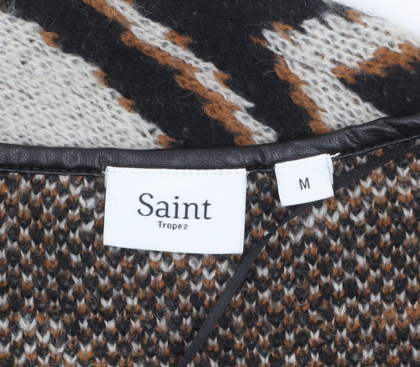 Saint Tropez Women’s Multicoloured Animal Print Knit Cardigan M
