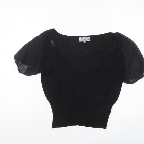 Noa Noa Women Black Cropped Puff Sleeve Blouse XL