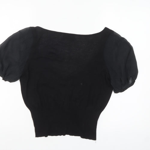 Noa Noa Women Black Cropped Puff Sleeve Blouse XL