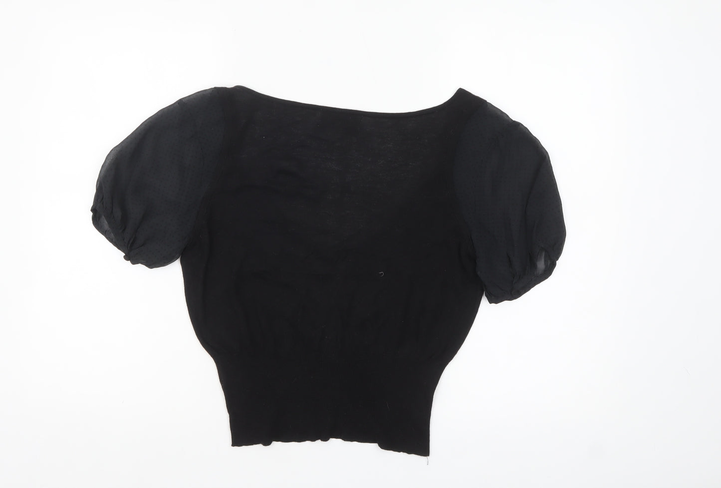 Noa Noa Women Black Cropped Puff Sleeve Blouse XL