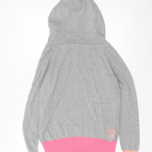 Henleys Womens Grey High Neck Hooded Pullover Jumper Size S