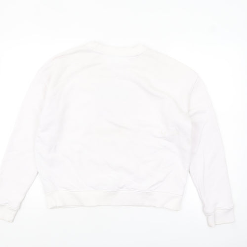 Tommy Jeans Women's White Cotton Blend Logo Sweatshirt Size S