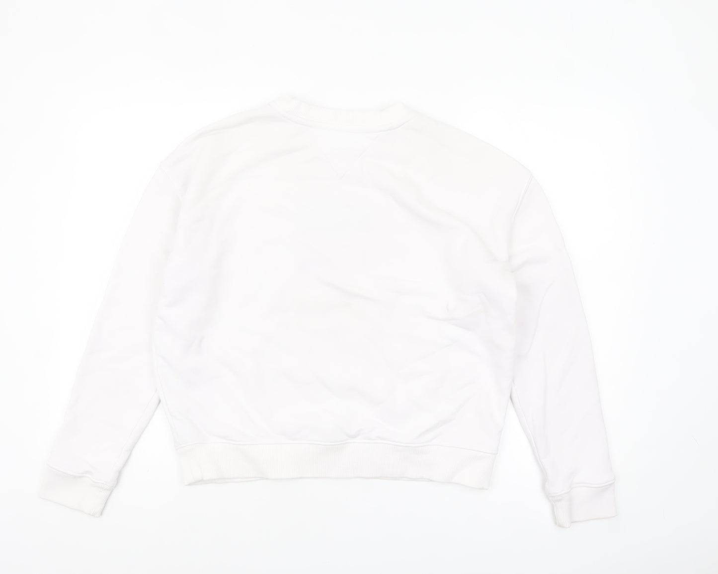 Tommy Jeans Women's White Cotton Blend Logo Sweatshirt Size S