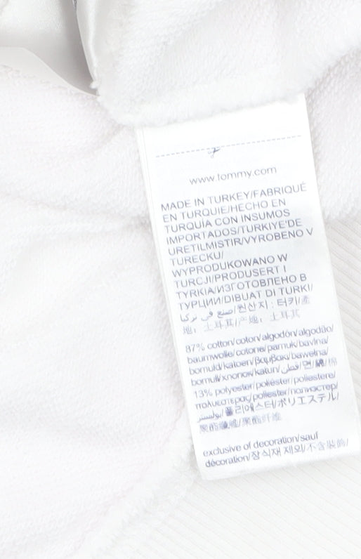 Tommy Jeans Women's White Cotton Blend Logo Sweatshirt Size S