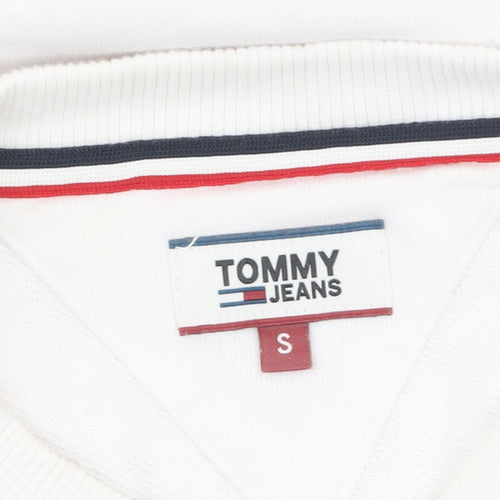 Tommy Jeans Women's White Cotton Blend Logo Sweatshirt Size S