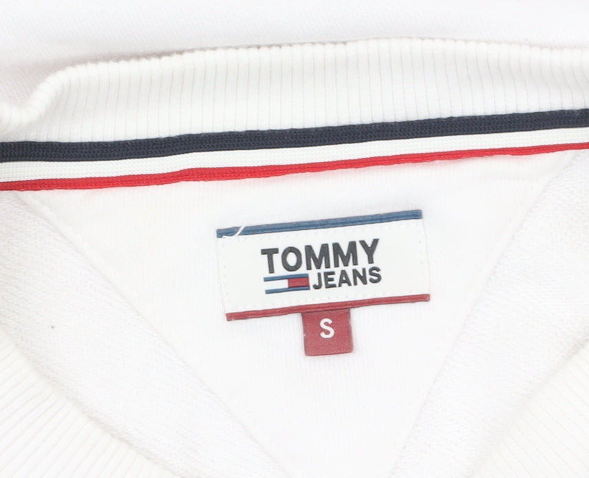 Tommy Jeans Women's White Cotton Blend Logo Sweatshirt Size S
