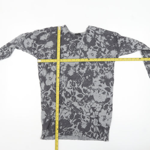 David Emanuel Women’s Grey Floral Knit Pullover Jumper XS