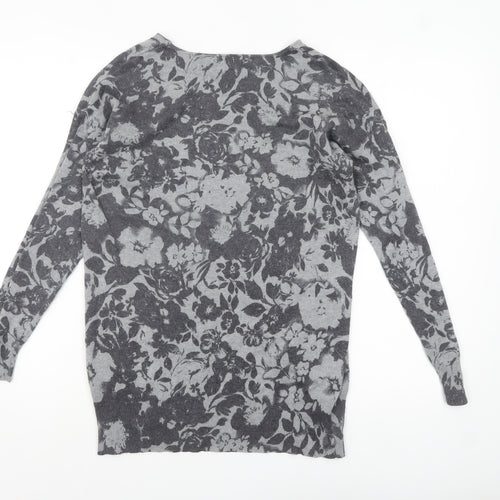 David Emanuel Women’s Grey Floral Knit Pullover Jumper XS