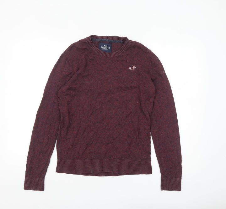 Hollister Men's Red Crew Neck Knit Pullover Jumper Size S