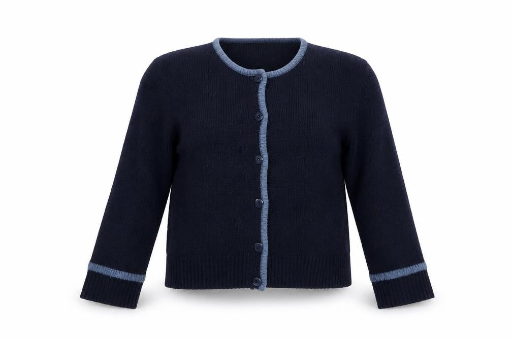 Front view of Zara Women Blue Knit Cardigan Small Lightweight Regular Fit