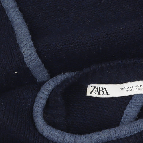 Zara Women Blue Knit Cardigan Small Lightweight Regular Fit