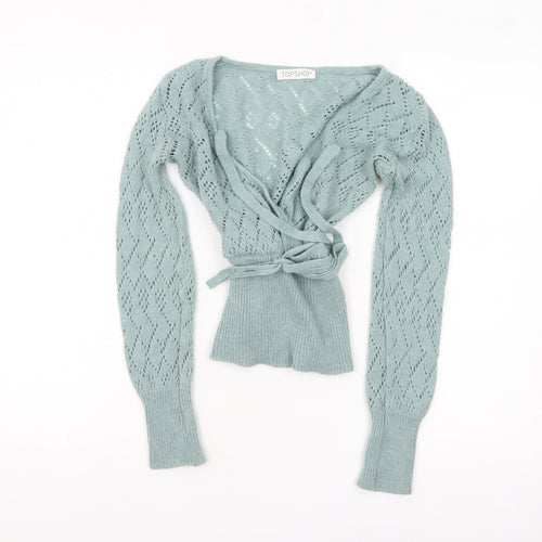 Topshop Women Green Size 8 Wrap Knit Acrylic Jumper