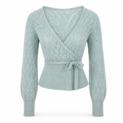 Topshop Women Green Size 8 Wrap Knit Acrylic Jumper