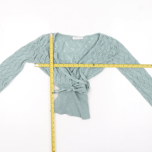 Topshop Women Green Size 8 Wrap Knit Acrylic Jumper