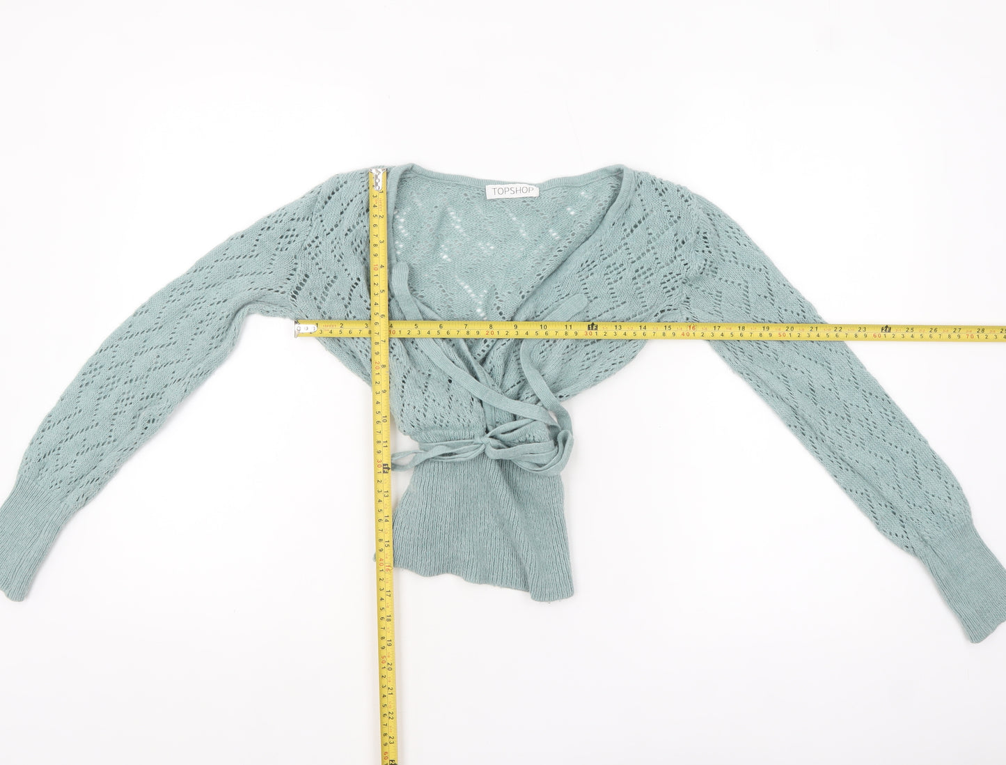 Topshop Women Green Size 8 Wrap Knit Acrylic Jumper