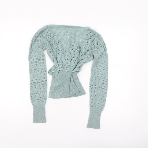 Topshop Women Green Size 8 Wrap Knit Acrylic Jumper