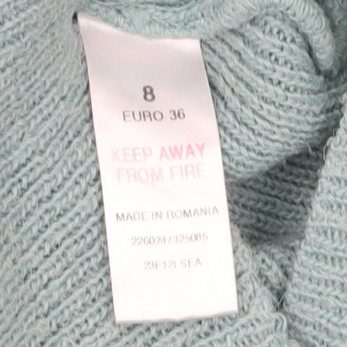 Topshop Women Green Size 8 Wrap Knit Acrylic Jumper