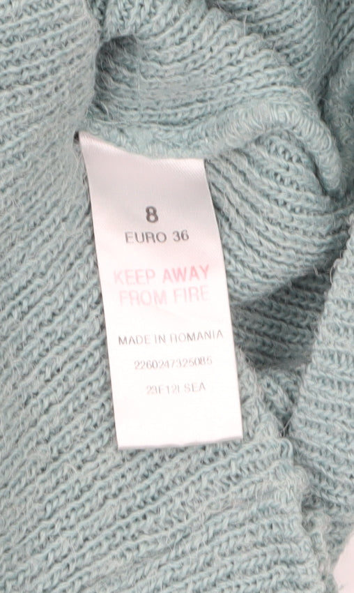 Topshop Women Green Size 8 Wrap Knit Acrylic Jumper