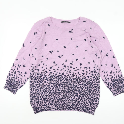 Bonmarché Women's Purple Floral Knit Pullover Jumper Size 14