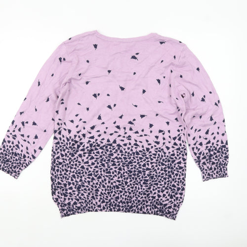 Bonmarché Women's Purple Floral Knit Pullover Jumper Size 14