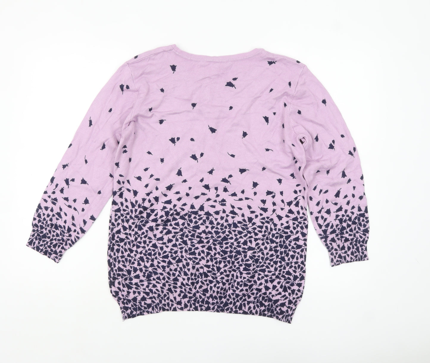 Bonmarché Women's Purple Floral Knit Pullover Jumper Size 14