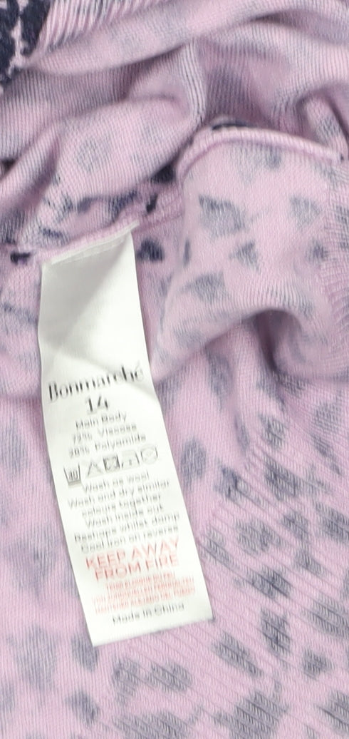 Bonmarché Women's Purple Floral Knit Pullover Jumper Size 14